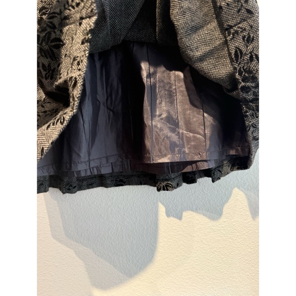 Vintage Pleated Midi Skirt Womens M Lace Black Velvet Brocade Whimsigoth Retro - Picture 4 of 8